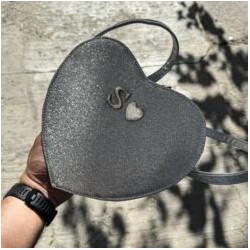 Flat Heart Bag Mini Gliter Silver