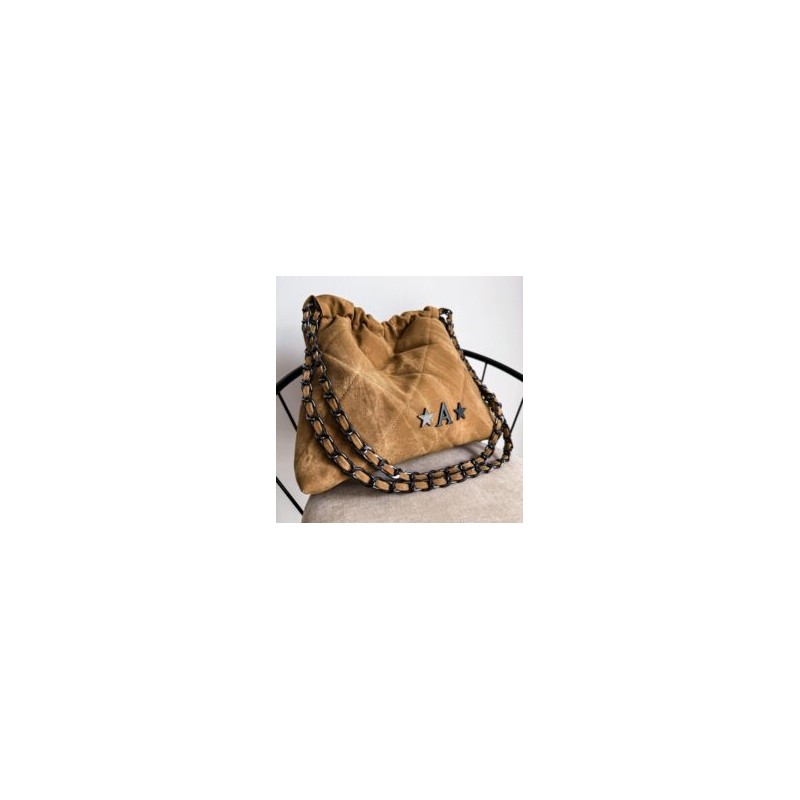 Hera Bag Cadena Negra Color Denim Caramel