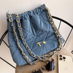 Hera Bag Cadena Oro Color Denim