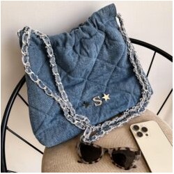 Hera Bag Cadena Plata Color Denim