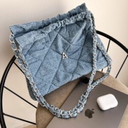 Hera Bag Cadena Plata Color Denim Horizontal