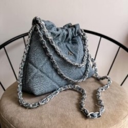 Hera Mini Bag Cadena Plata Color Denim Glitter