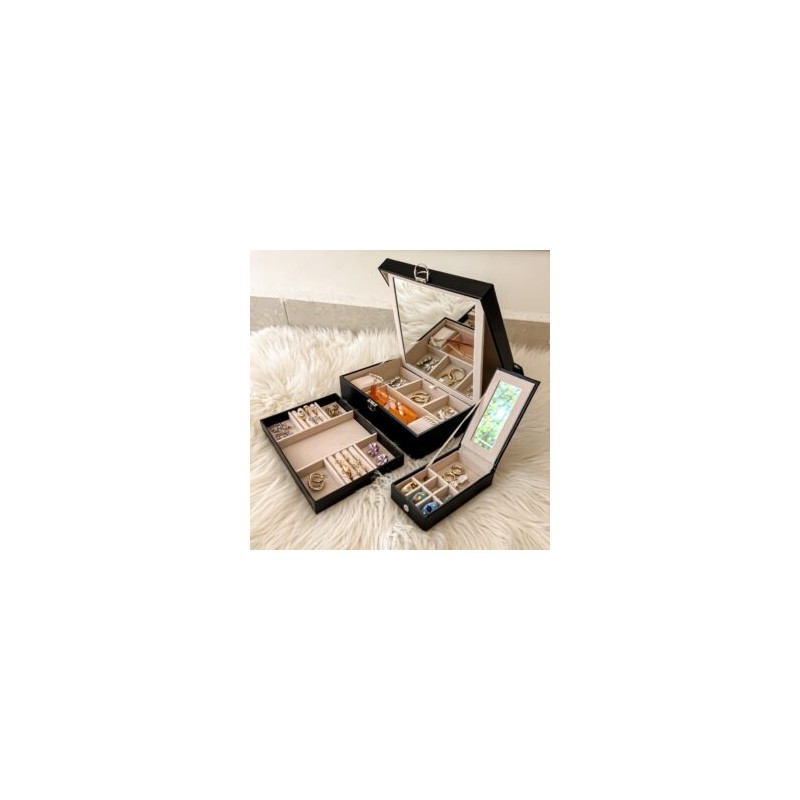 Joyero Negro maxi 3 compartimientos + joyero de viaje (OFERTA MINIMOS DETALLES)