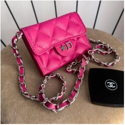 Mini Flap Cadena Plata Color Fucsia