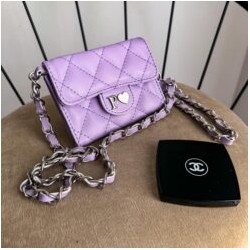 Mini Flap Cadena Plata Color Lavanda