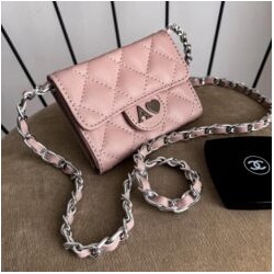 Mini Flap Cadena Plata Color Soft Pink