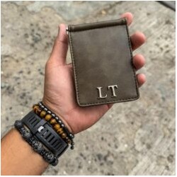 Money Clip Wallet Man Crazy Verde-Gris