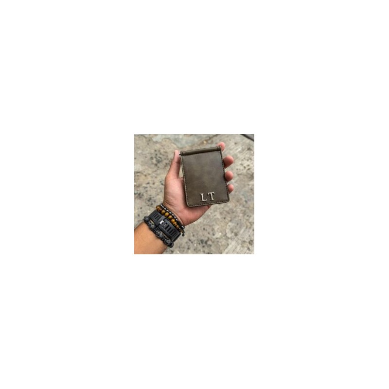Money Clip Wallet Man Crazy Verde-Gris