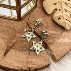 Aretes estrellas con cristales grises