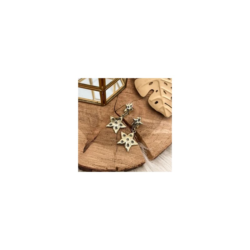 Aretes estrellas con cristales grises