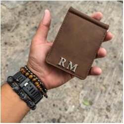 Money Clip Wallet Man Dark Brown