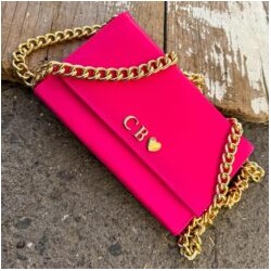 Aura Clutch – Bag Hot Pink Cadena Chunky Oro