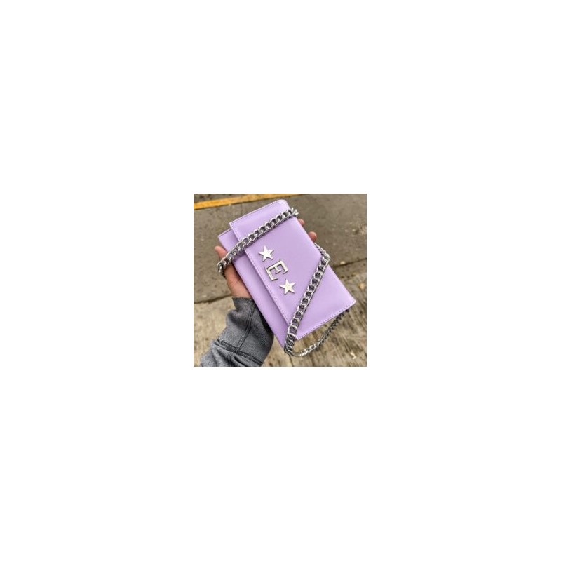 Aura Clutch – Bag Lavanda Cadena Chunky Plata