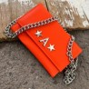 Aura Clutch – Bag Orange Cadena Chunky Plata