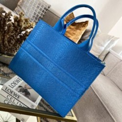 Bolsa Tote Grande Nacional sintético grabado víbora Azul Mediterraneo