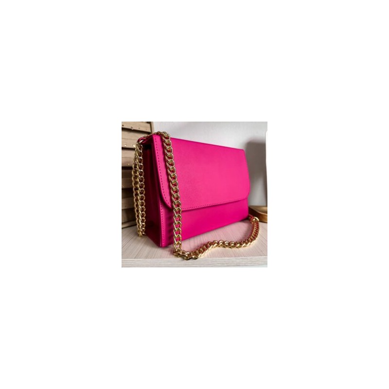 Bolso Gaia (Cadena Chunky Oro) Rosa Flamingo