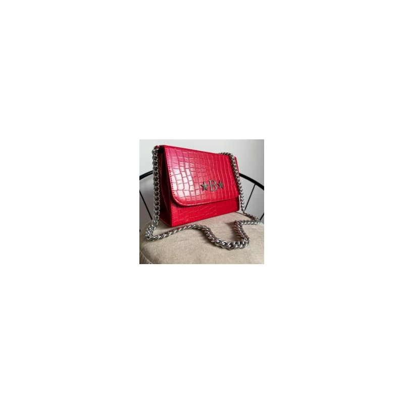 Bolso GAIA (Cadena Chunky Plata) Drilo Rojo