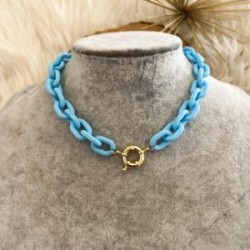 Cadena de acrilico azul cielo con broche marinero