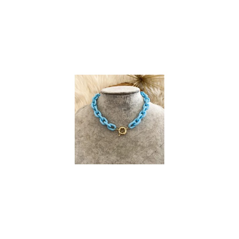 Cadena de acrilico azul cielo con broche marinero