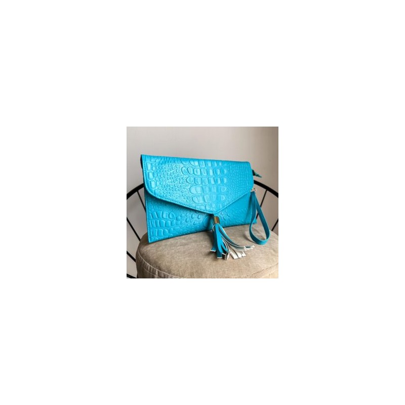 Clutch Bag color Croco Aqua