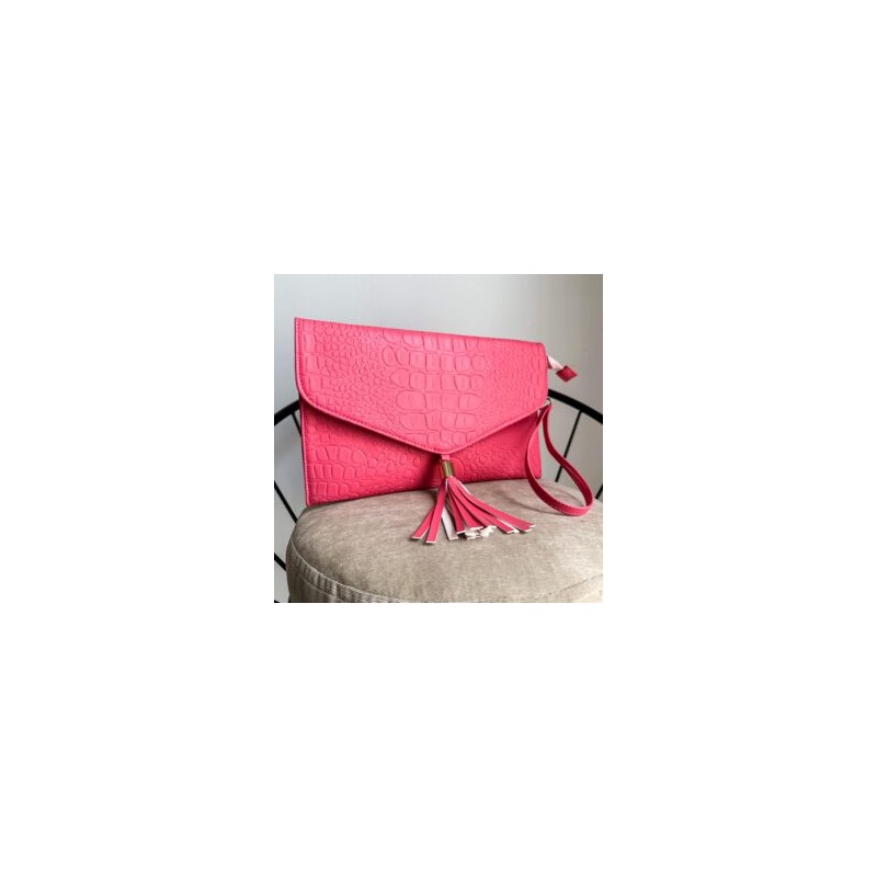 Clutch Bag color Croco Coral