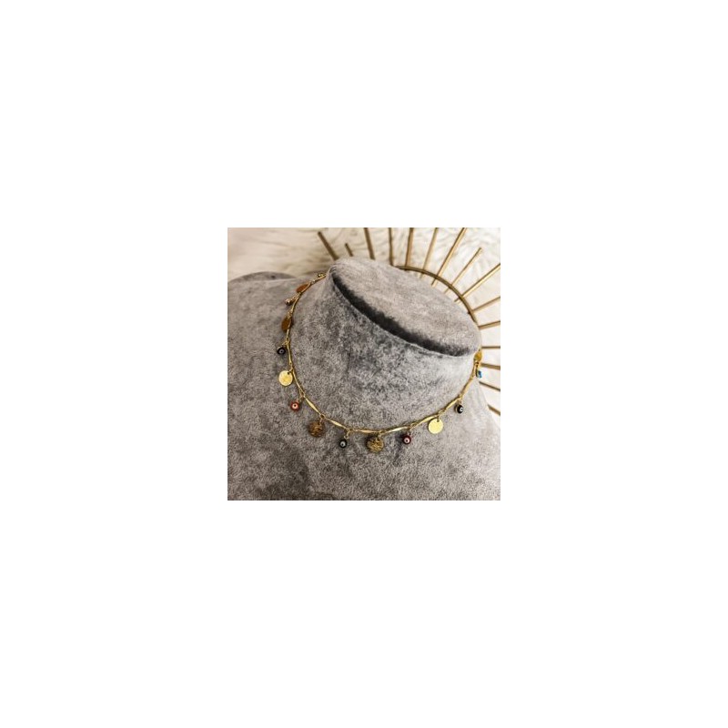Collar Chapa de Oro con ojos colgantes